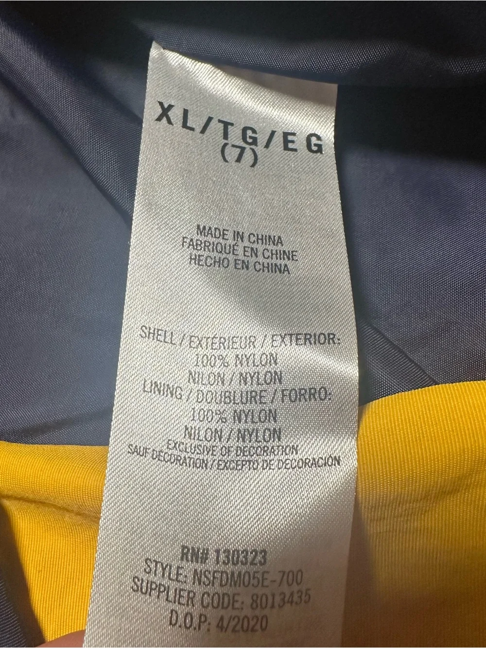 Nautica Boys XL 7 Yellow Navy Blue Windbreaker Water Resistant Jacket Nylon
